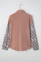 Journee Leopard Ribbed Casual Shacket