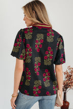 Zoe Contrast Slit Neckline Blouse