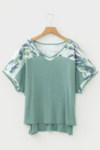 Mazie Mist Ribbed Patchwork PLUS Tee