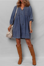 Autumn Tied Pleated Mini Dress