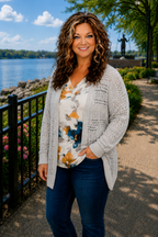 Becca- Summer Open Knit Cardigan in Grey