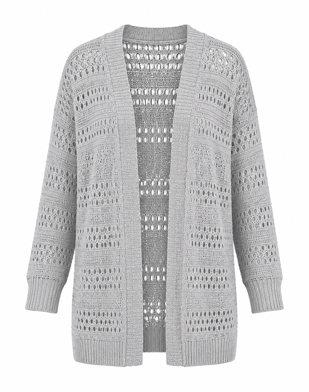 Becca- Summer Open Knit Cardigan in Grey