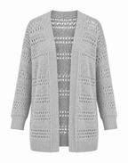 Becca- Summer Open Knit Cardigan in Grey