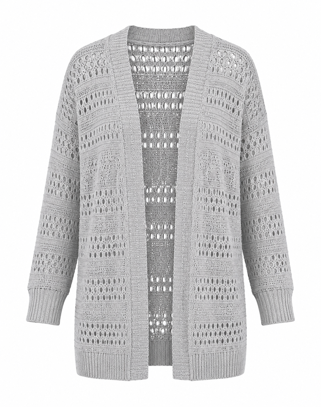 Becca- Summer Open Knit Cardigan in Grey