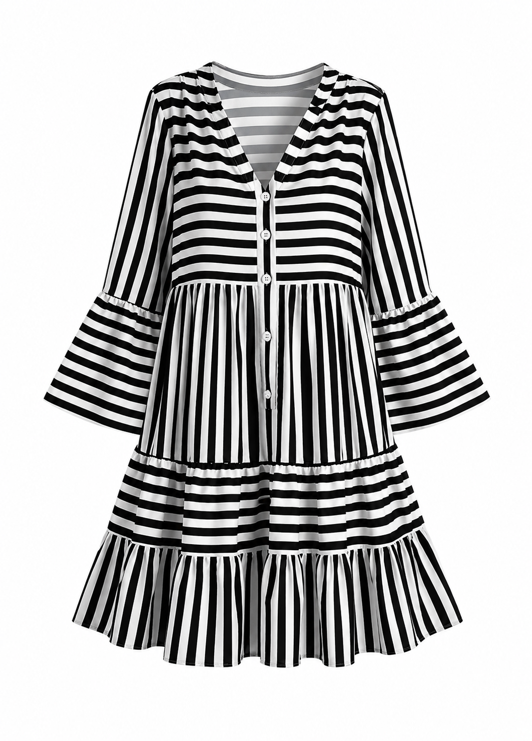 Sophia- Tiered Bell Sleeve Dress 6 Color Choices
