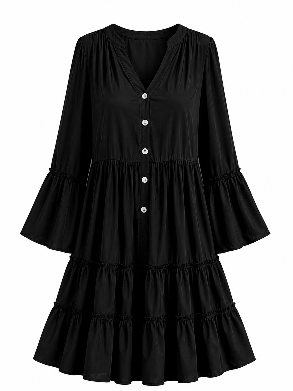 Sophia- Tiered Bell Sleeve Dress 6 Color Choices