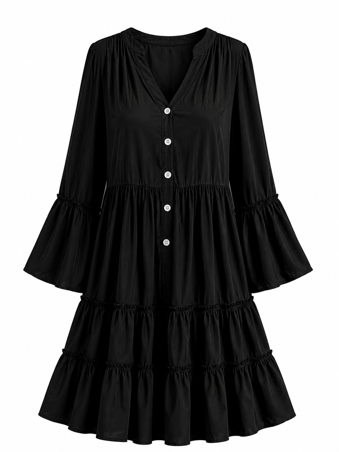 Sophia- Tiered Bell Sleeve Dress 6 Color Choices