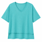 Anna- Turquoise V Neck Hem Detail Top
