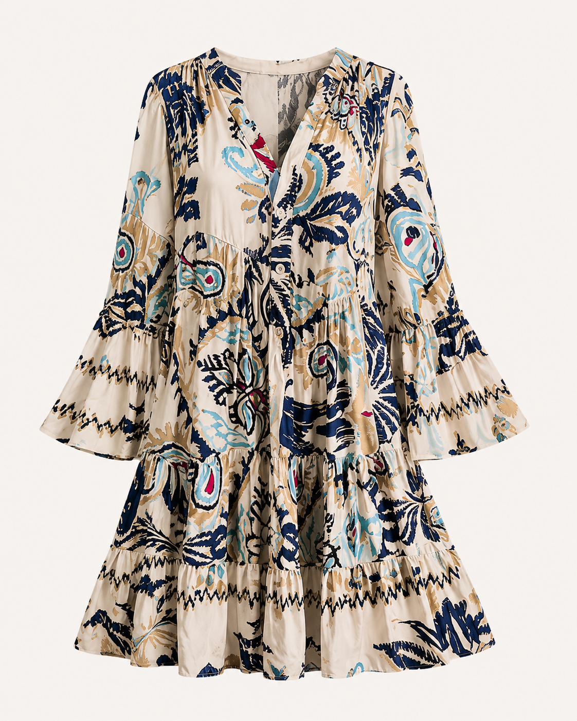 Sophia- Tiered Bell Sleeve Dress 6 Color Choices