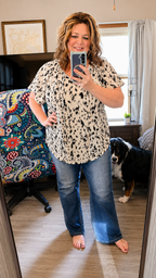 Amelia- Abstract Leopard Print Peasant Top