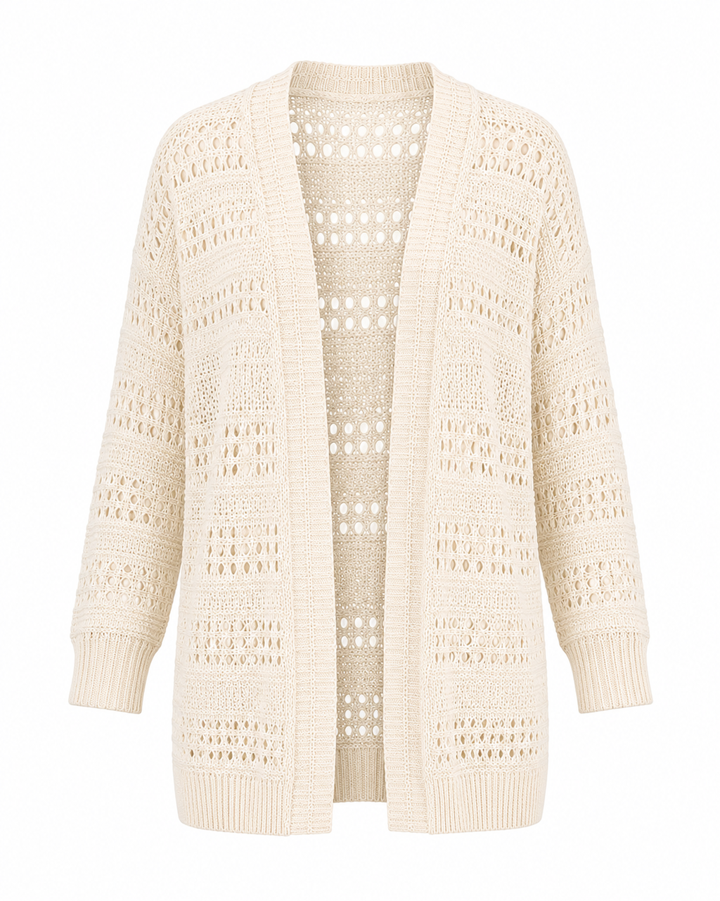 Becca- Summer Open Knit Cardigan in Beige