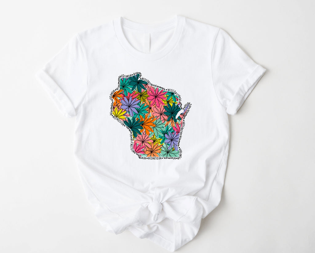 Wholesale Wisconsin Floral Graphic Tee - Mint