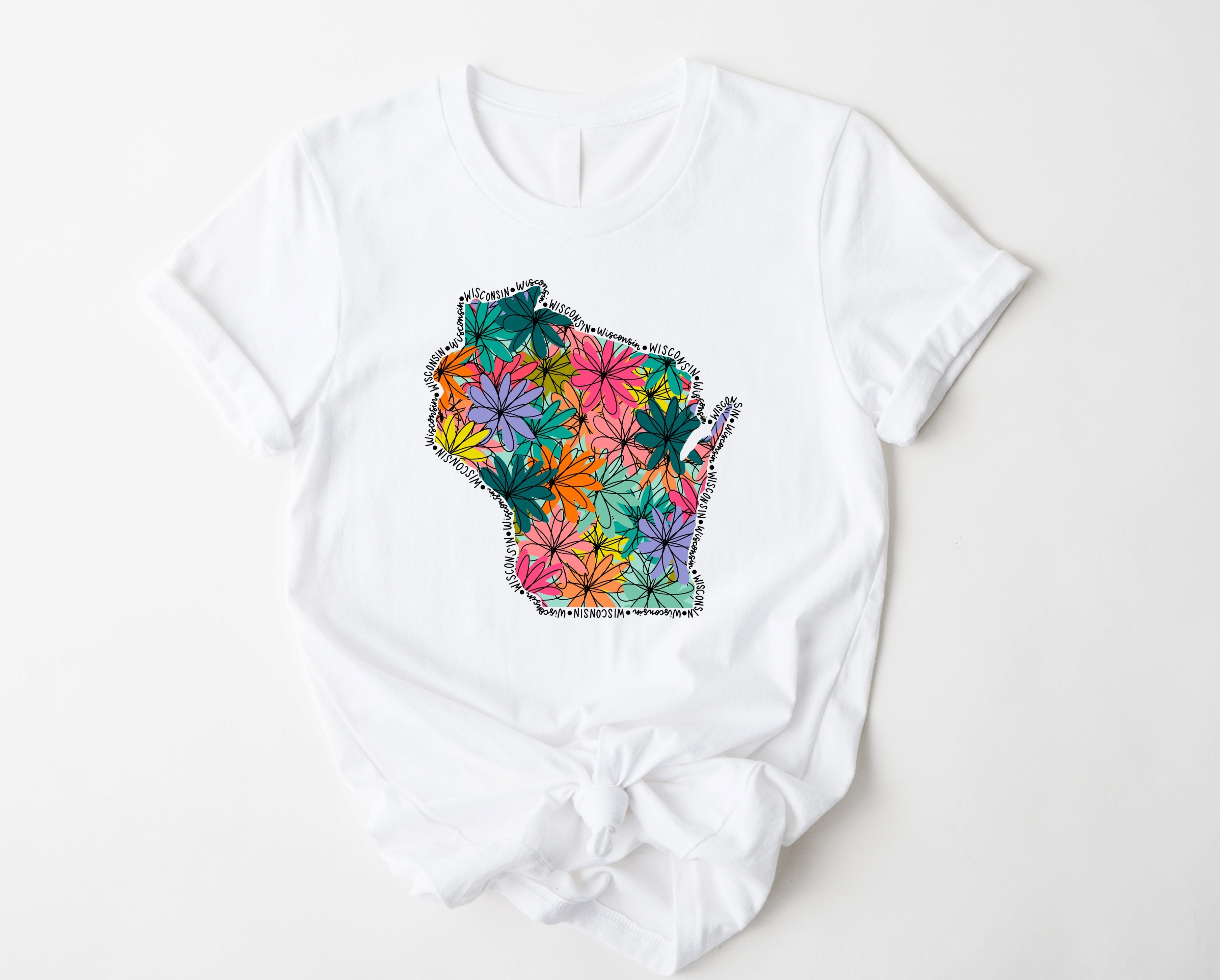 Wholesale Wisconsin Floral Graphic Tee - Mint