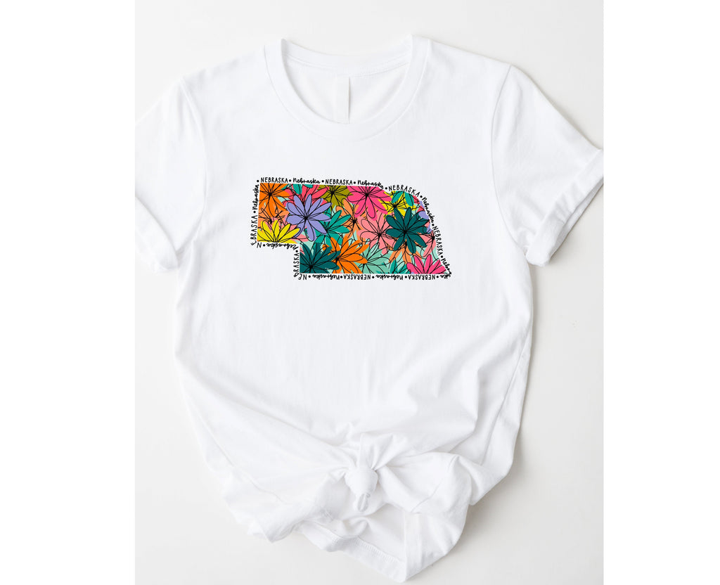 Wholesale Nebraska Floral Graphic Tee - Mint
