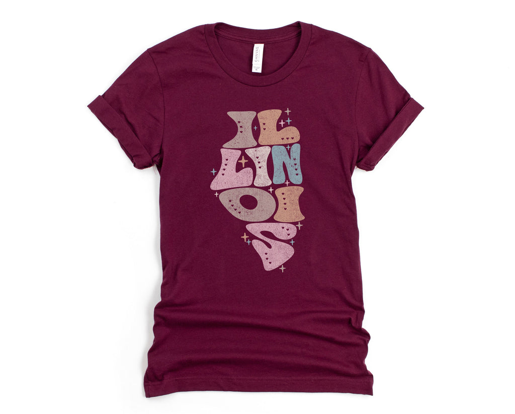 Wholesale Pastel Illinois Graphic Tee - Maroon