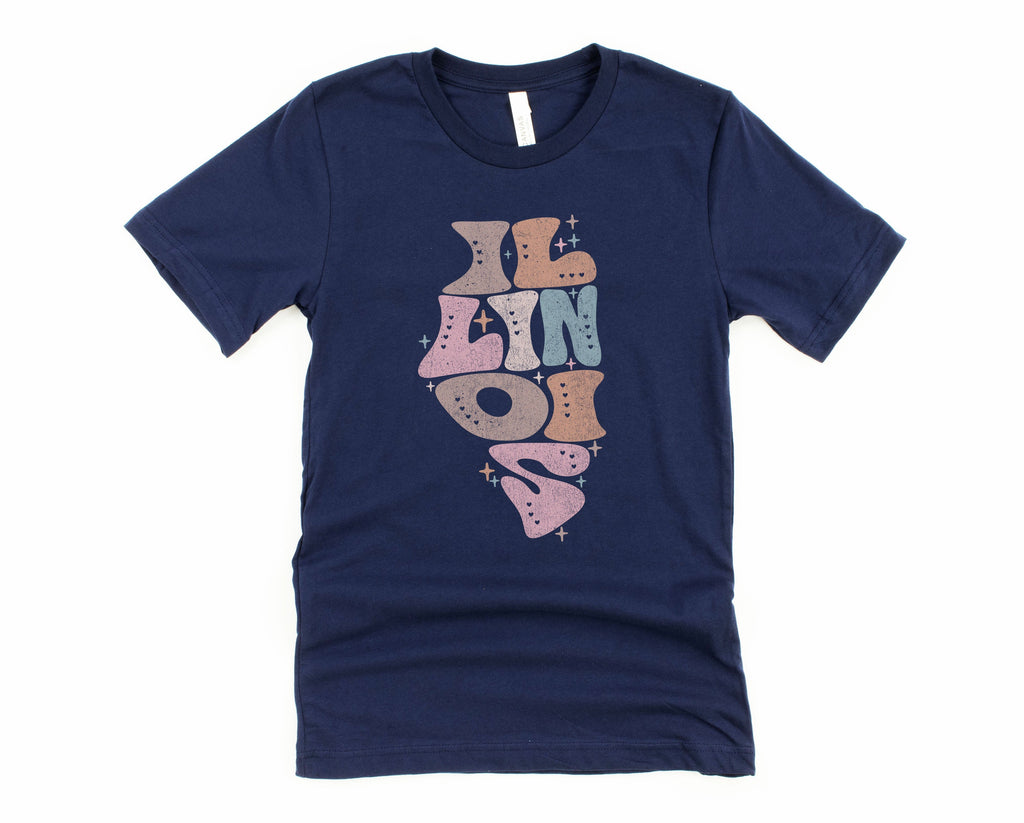 Wholesale Pastel Illinois Graphic Tee - Navy