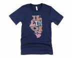 Wholesale Pastel Illinois Graphic Tee - Navy