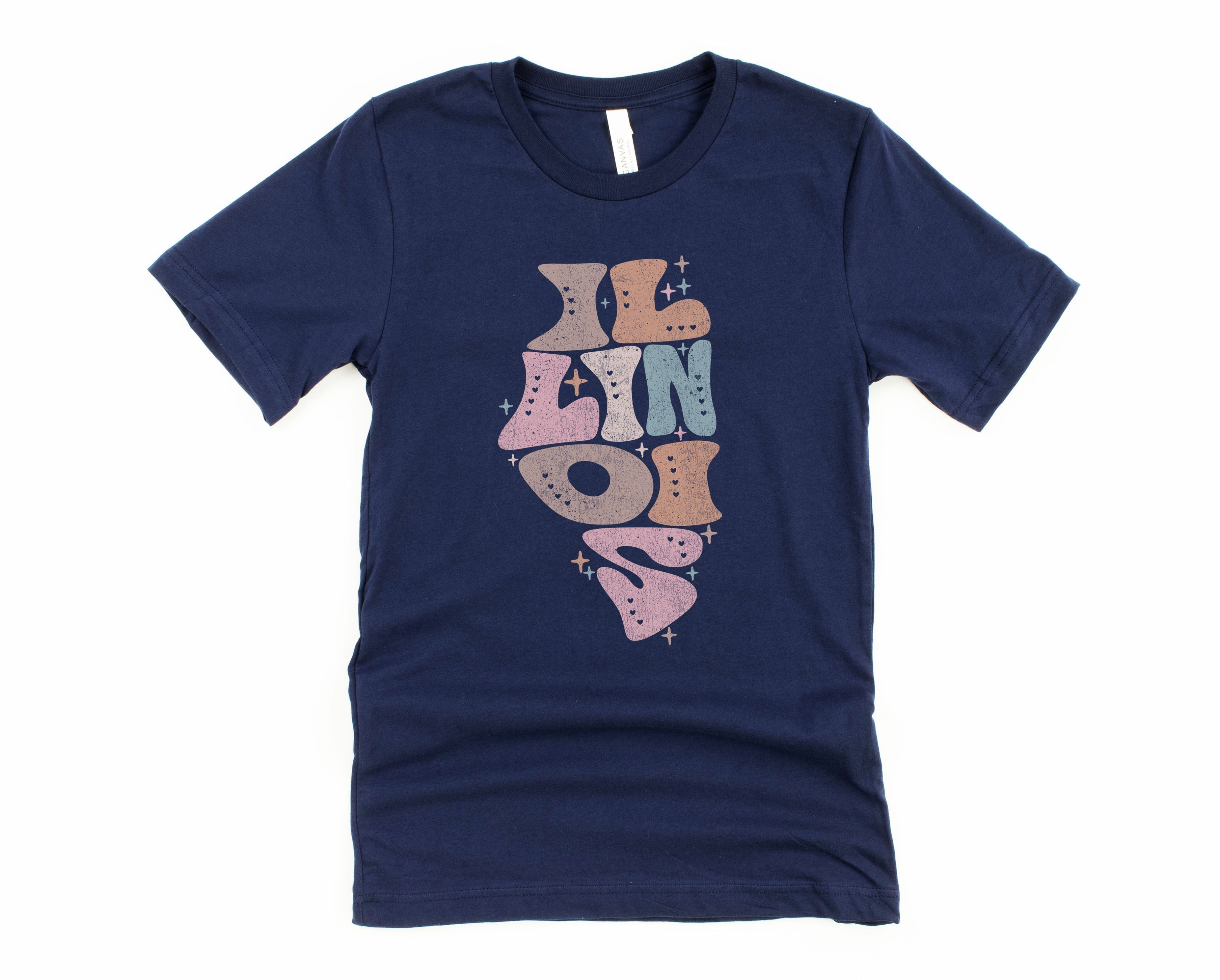 Wholesale Pastel Illinois Graphic Tee - Navy