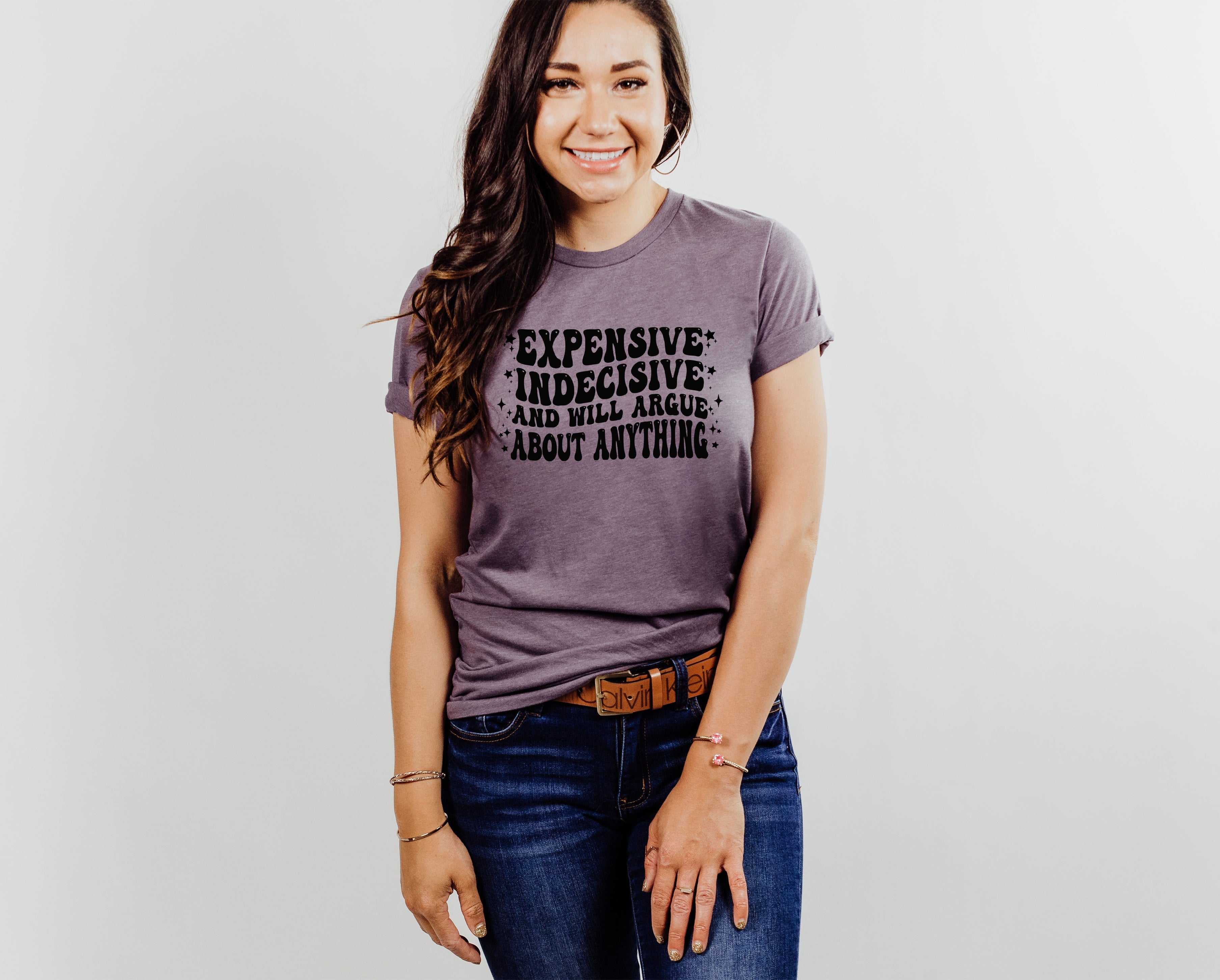 Wholesale Expensive & Indecisive Graphic Tee - Heather Purple