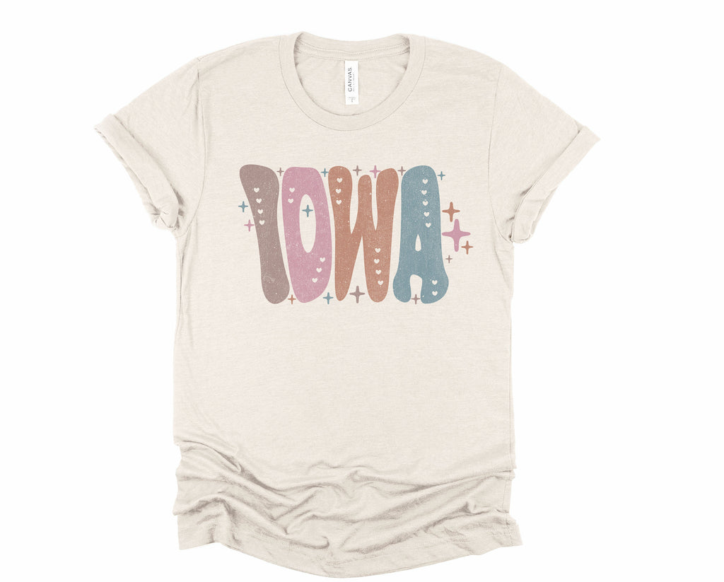 Wholesale Pastel Iowa Graphic Tee - Sand Sweatshirt