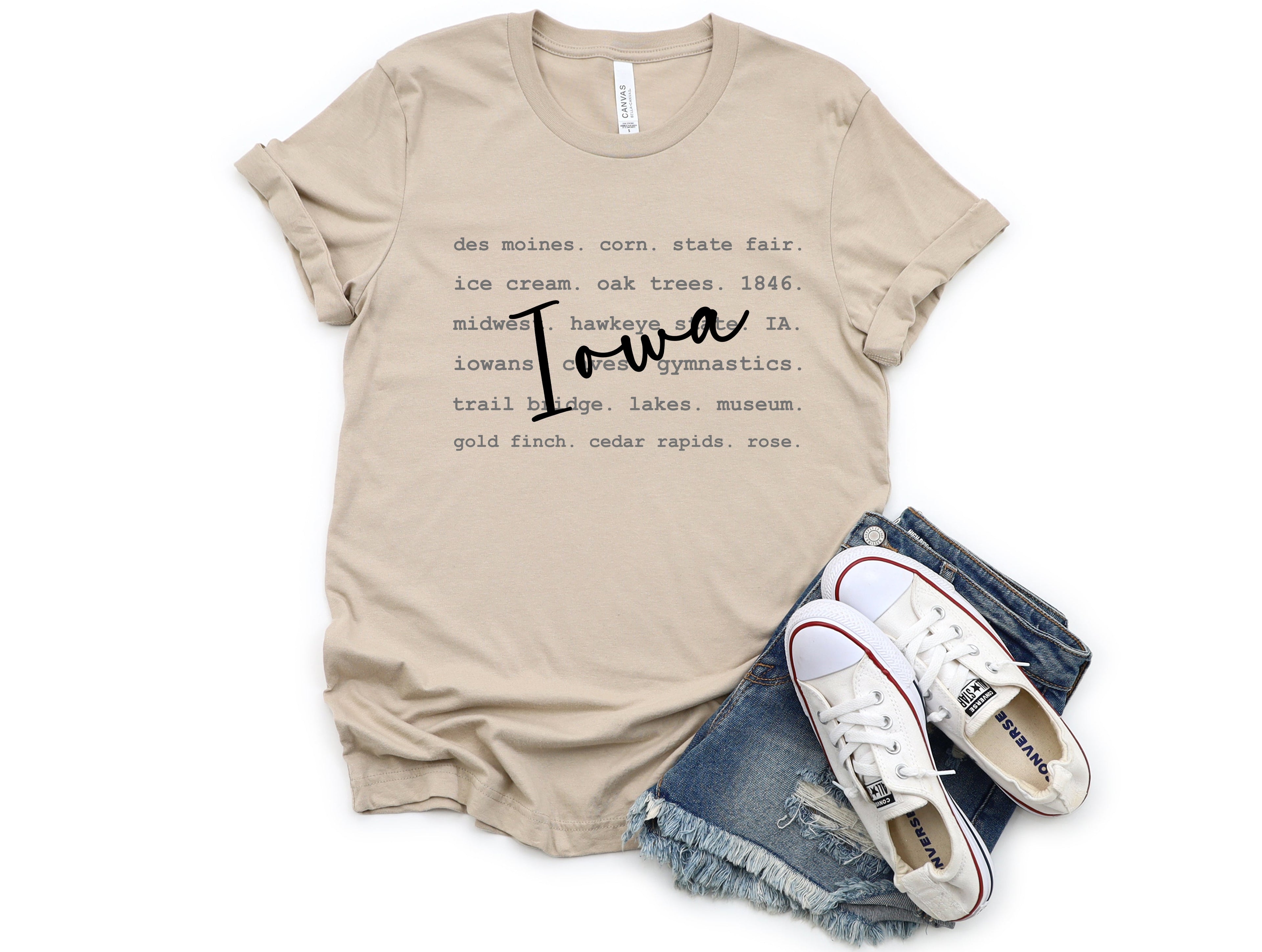 Wholesale Iowa Typography Graphic Tee - White Tee