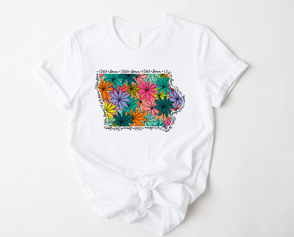 Wholesale Iowa Floral Graphic Tee - Mint