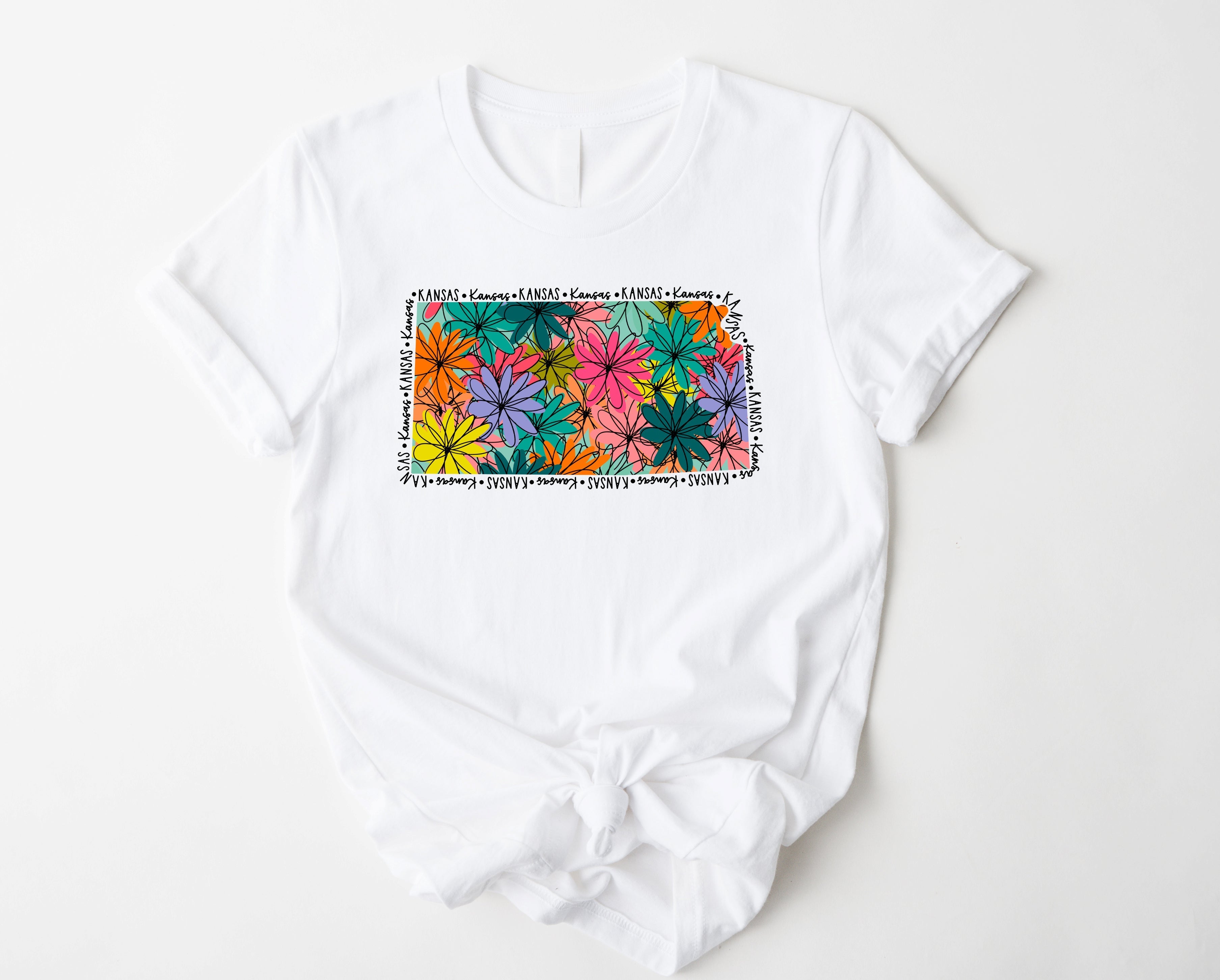Wholesale Kansas Floral Graphic Tee - Mint