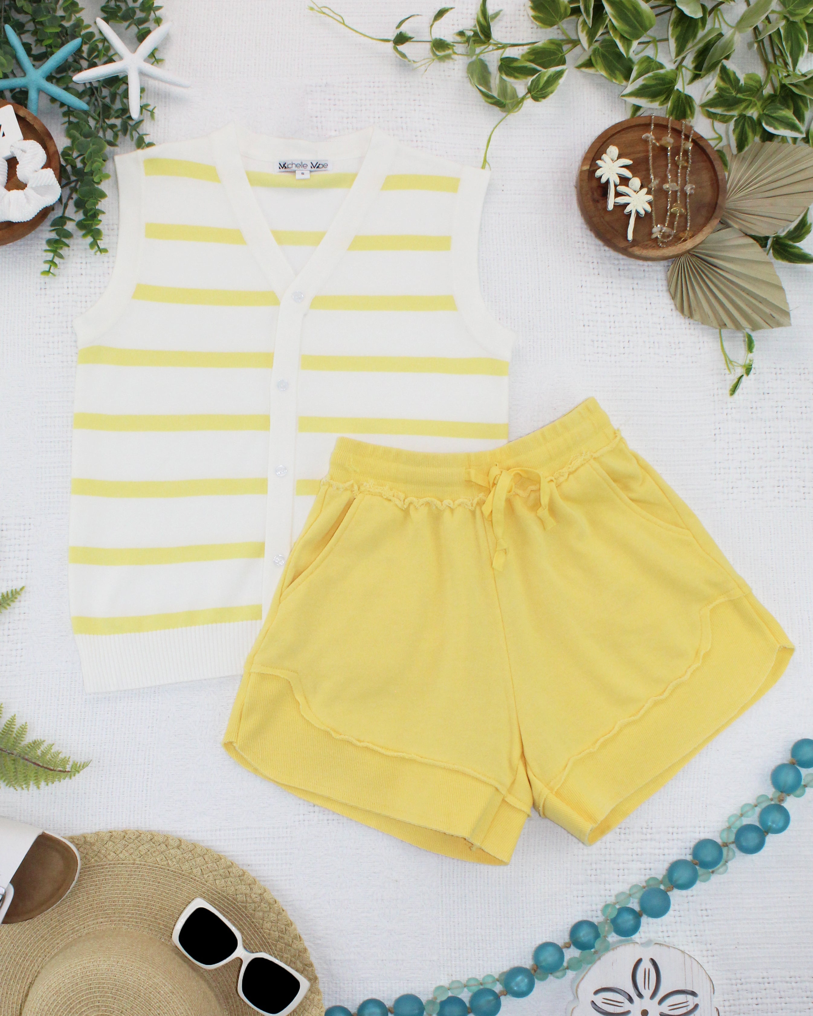 IN STOCK French Terry Stevie Shorts - Lemon FINAL SALE