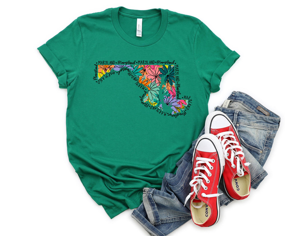Wholesale Maryland Floral Graphic Tee - White