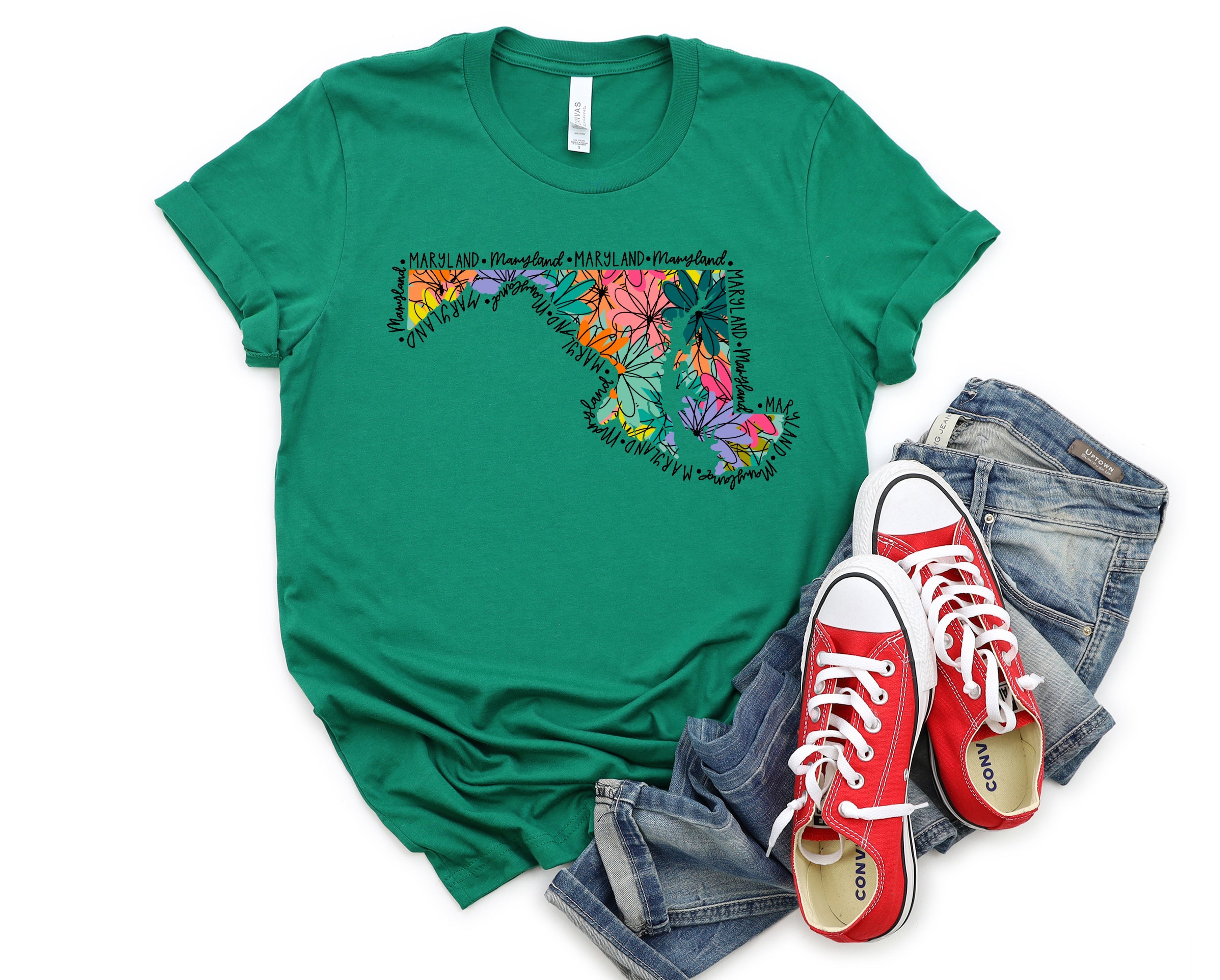 Wholesale Maryland Floral Graphic Tee - White