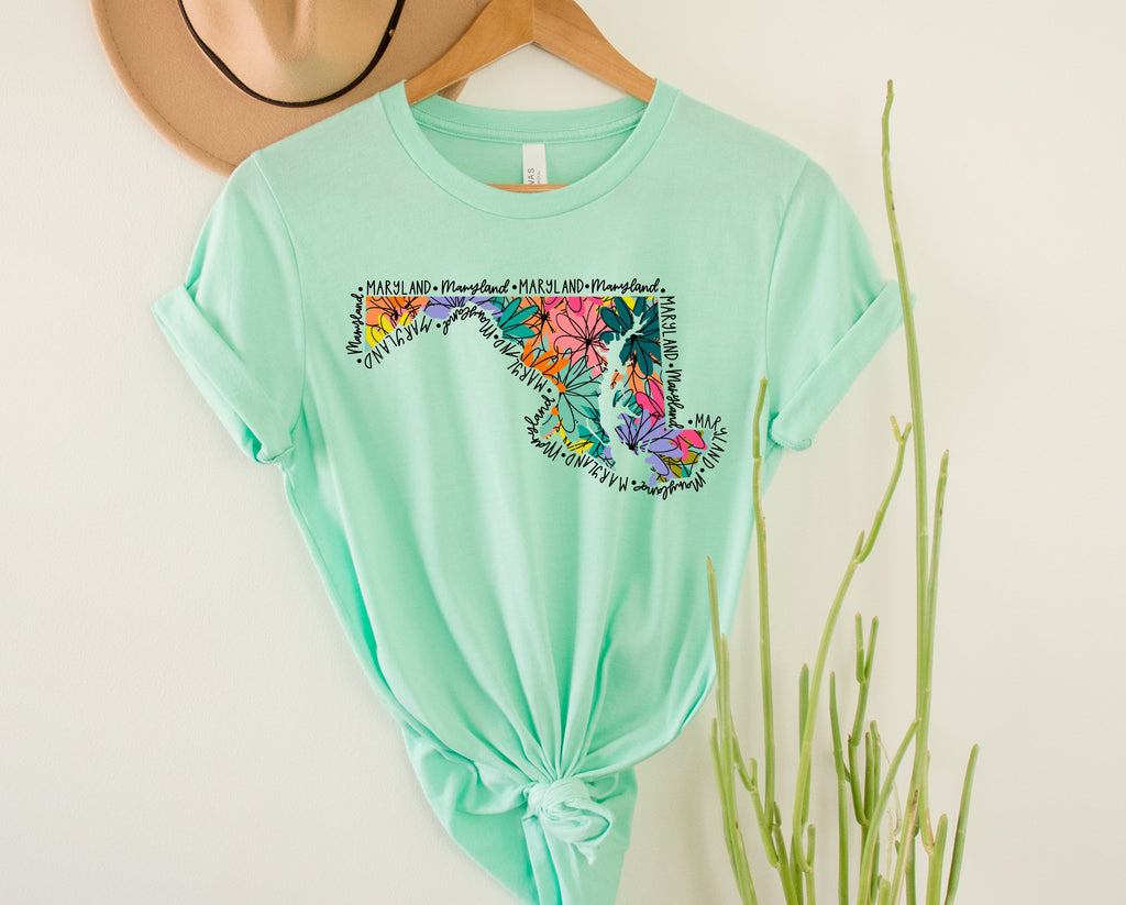 Wholesale Maryland Floral Graphic Tee - Kelly Green