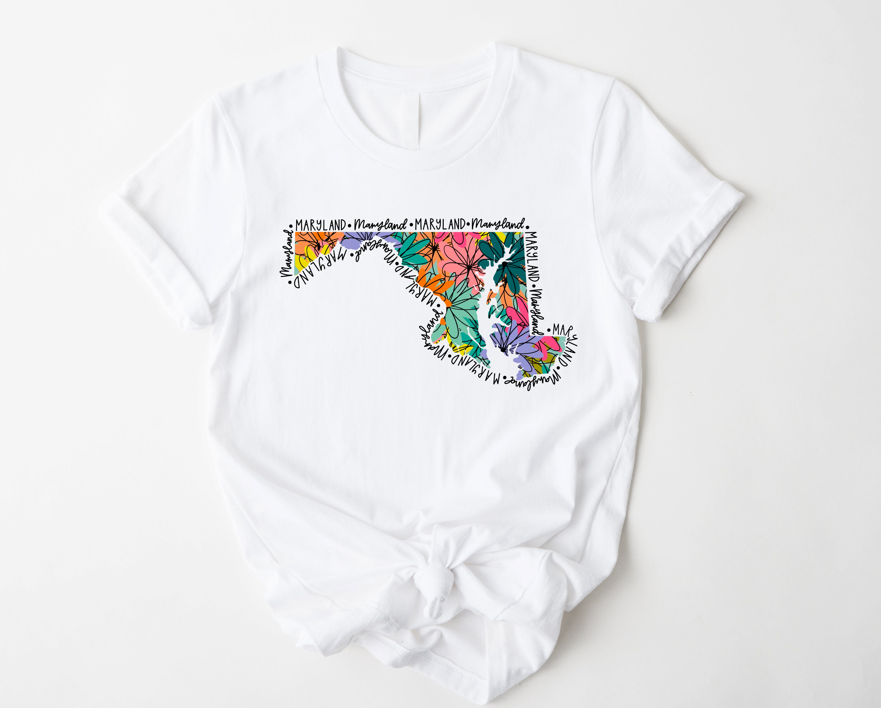 Wholesale Maryland Floral Graphic Tee - Mint