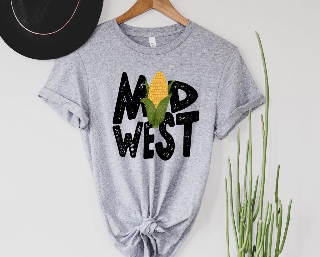 Wholesale Midwest Corn Graphic Tee - Heather Grey