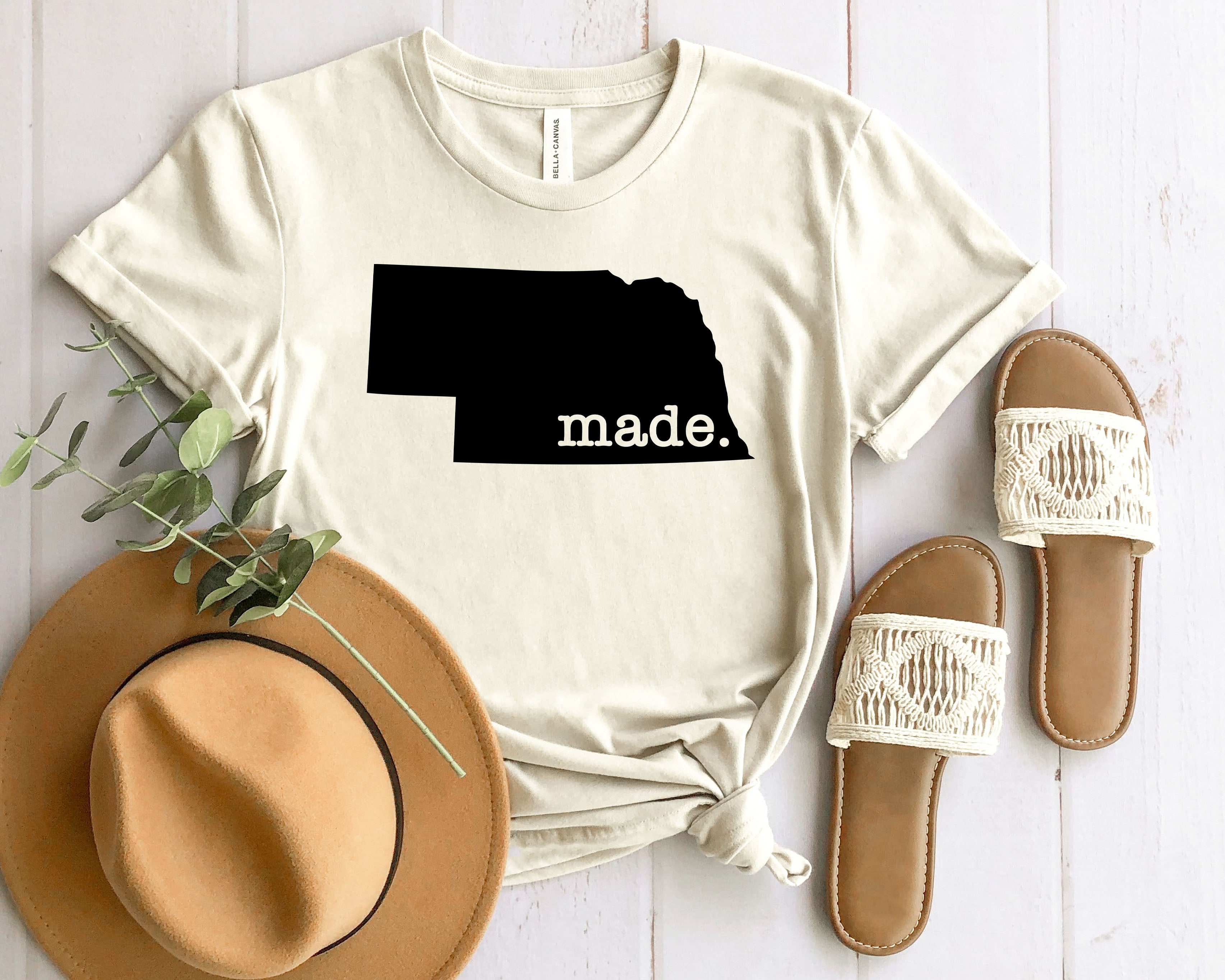 Wholesale Nebraska Made Graphic Tee - Heather Sand