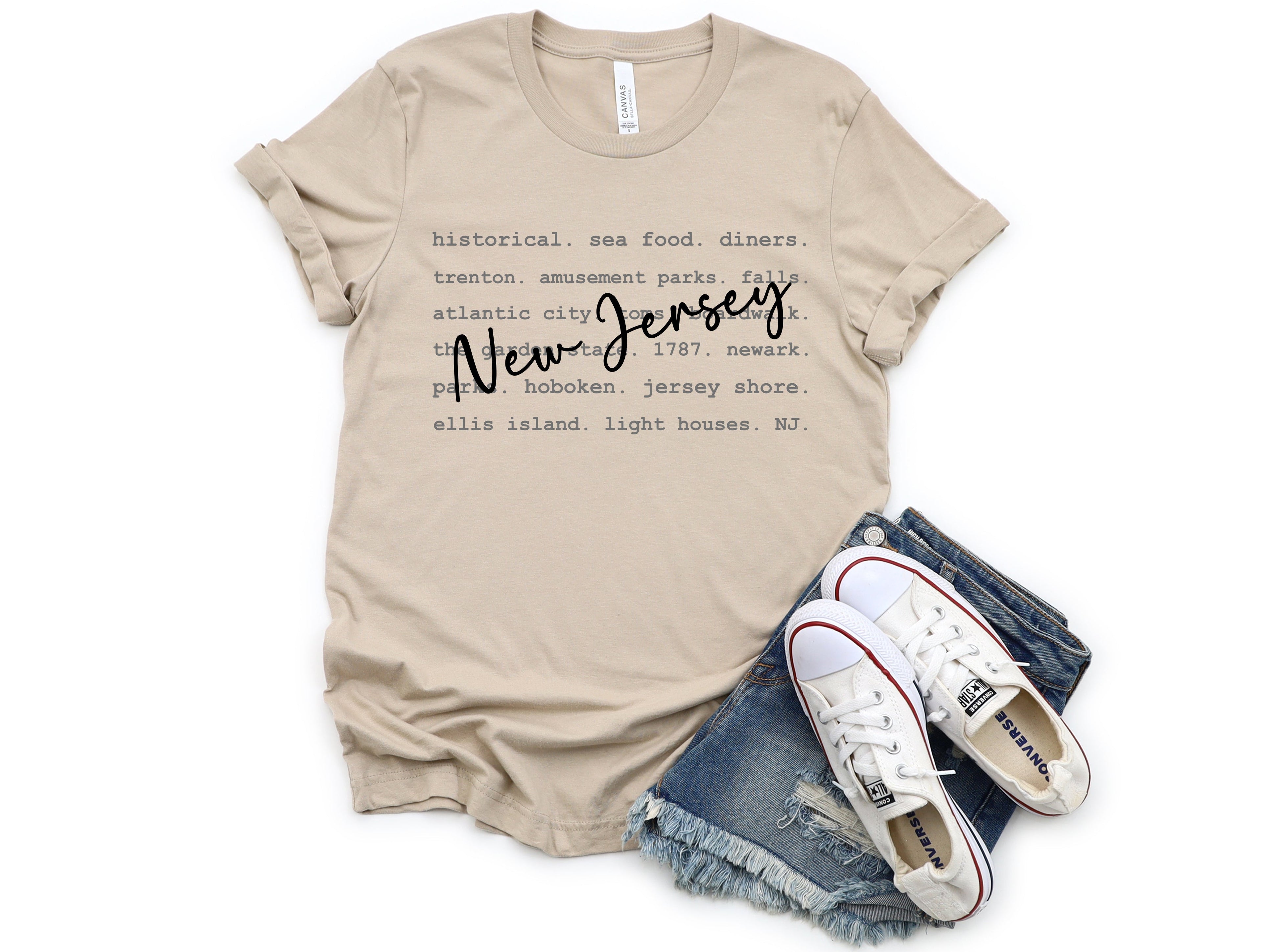 Wholesale New Jersey Typography Graphic Tee - White Tee
