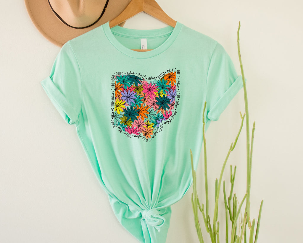 Wholesale Ohio Floral Graphic Tee - Kelly Green