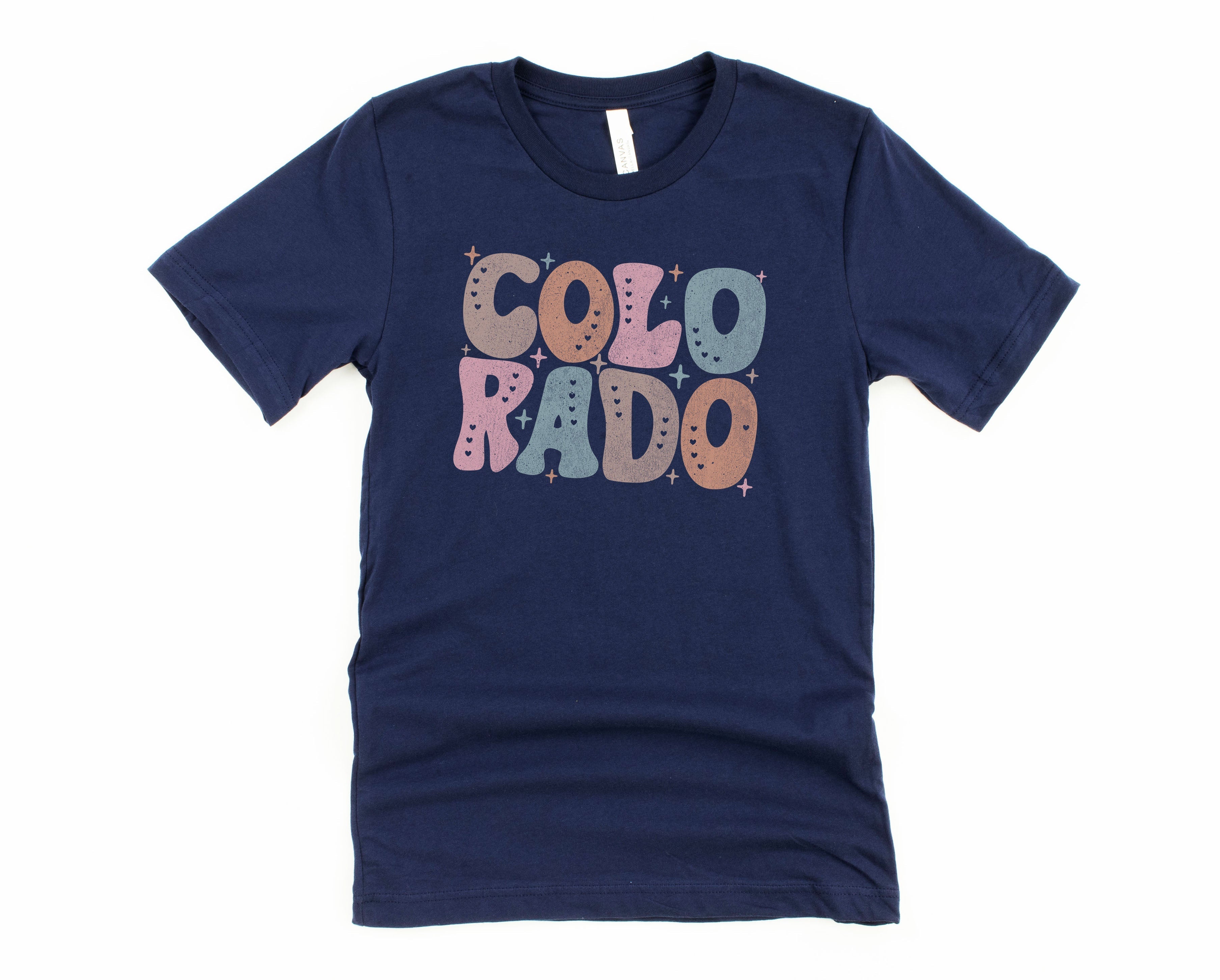 Wholesale Pastel Colorado Graphic Tee - Navy