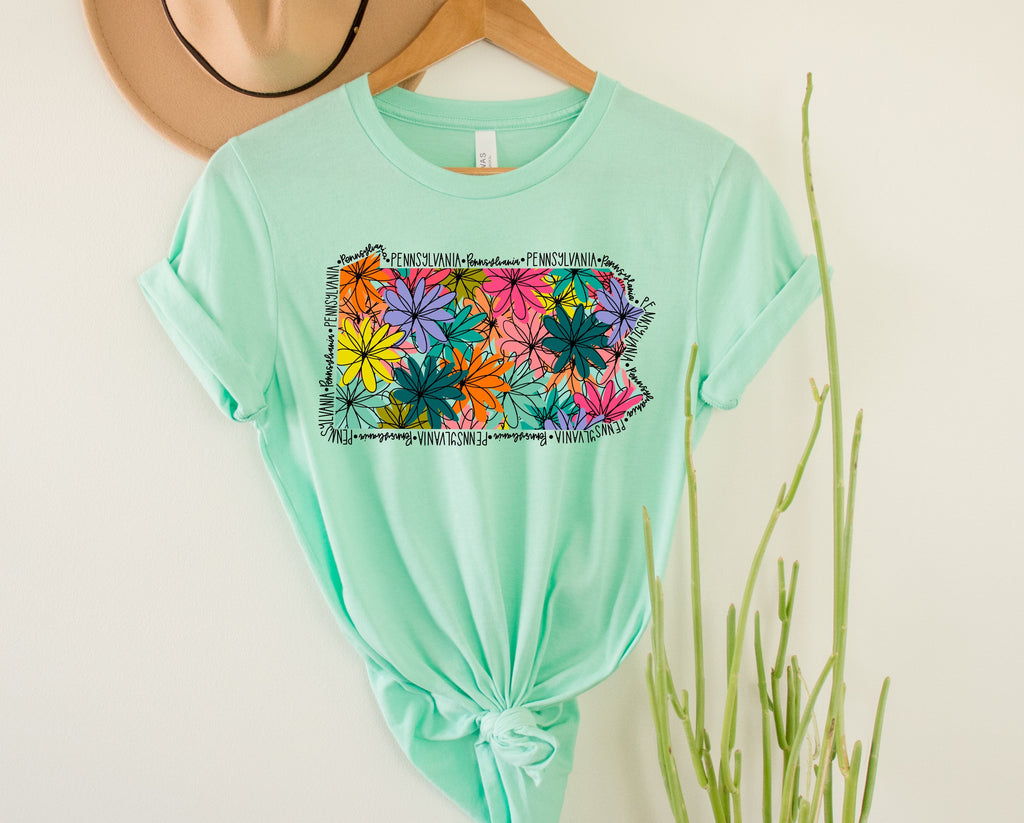 Wholesale Pennsylvania Floral Graphic Tee - Kelly Green