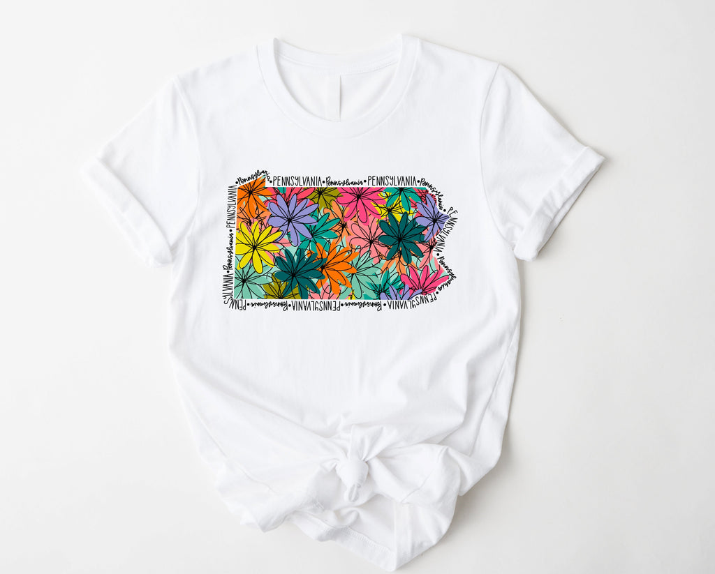 Wholesale Pennsylvania Floral Graphic Tee - Mint