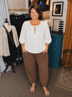 Just a Feeling- White Peasant Top