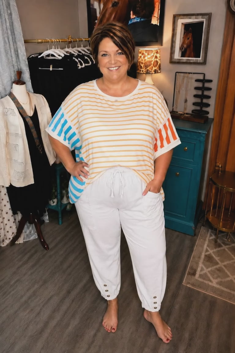 Weekend Wander- Oversized Striped Tee