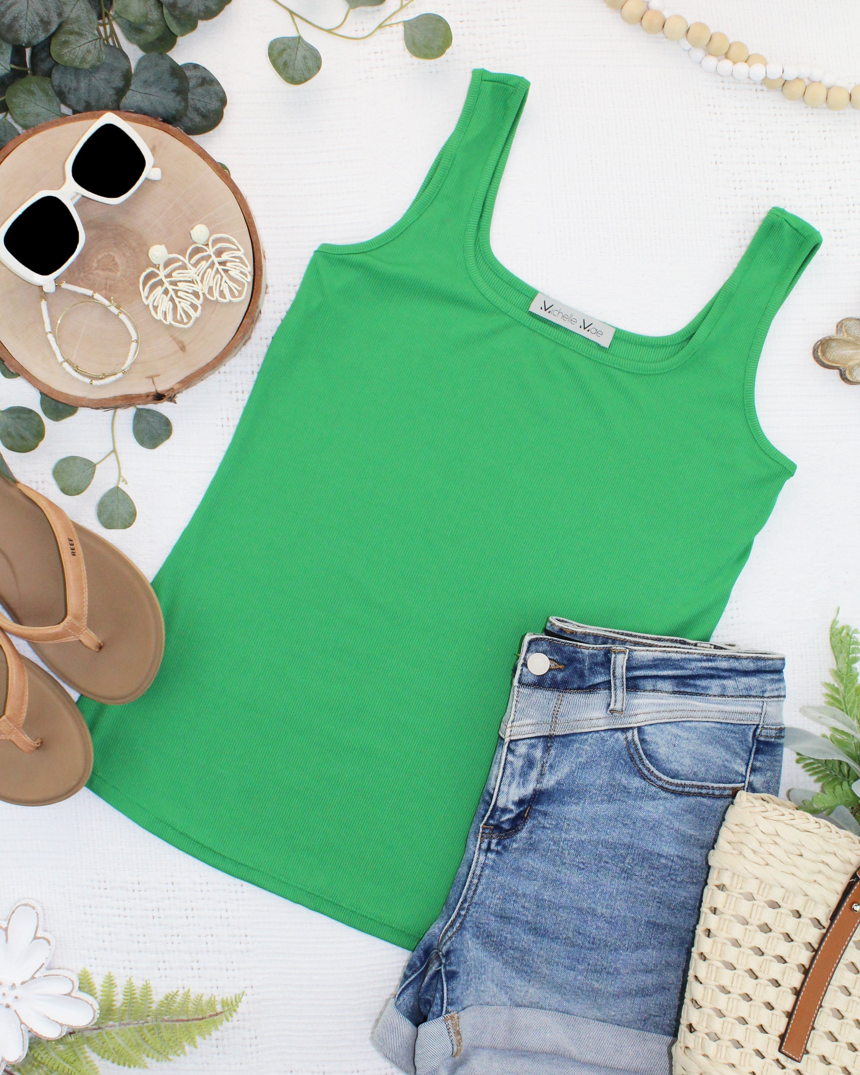 IN STOCK Rachel Ribbed Tank - Kelly Green FINAL SALE