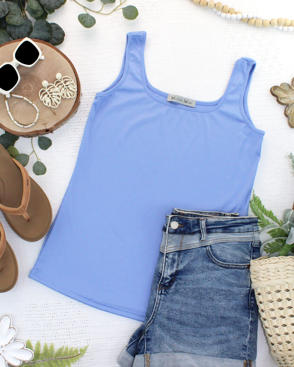 IN STOCK Rachel Ribbed Tank -  Sky Blue FINAL SALE