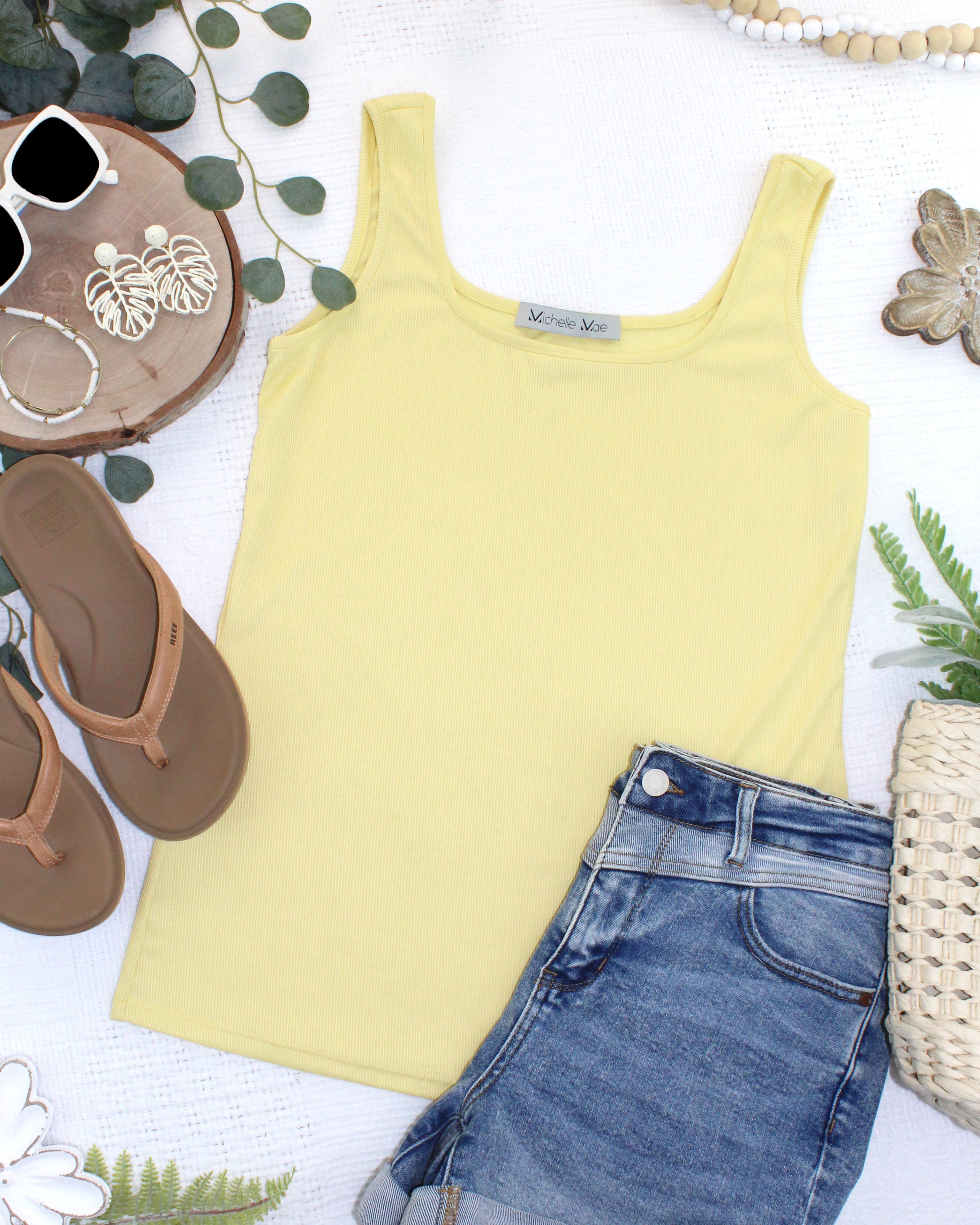 IN STOCK Rachel Ribbed Tank - Yellow FINAL SALE