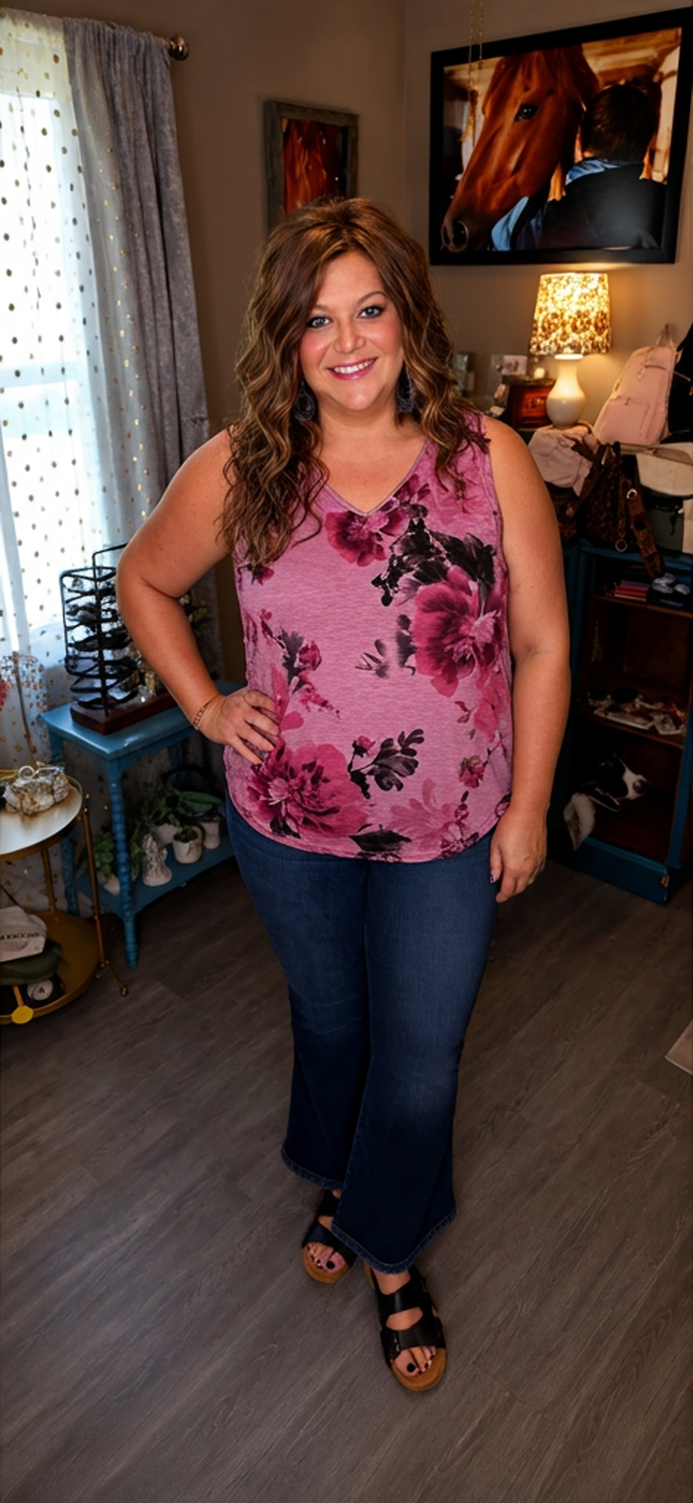 Opal- Floral Tank Plus Size