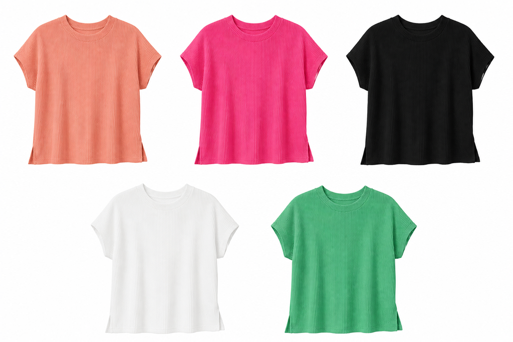 Ripple Effect- Boxy Corded Tee in 5 Colors