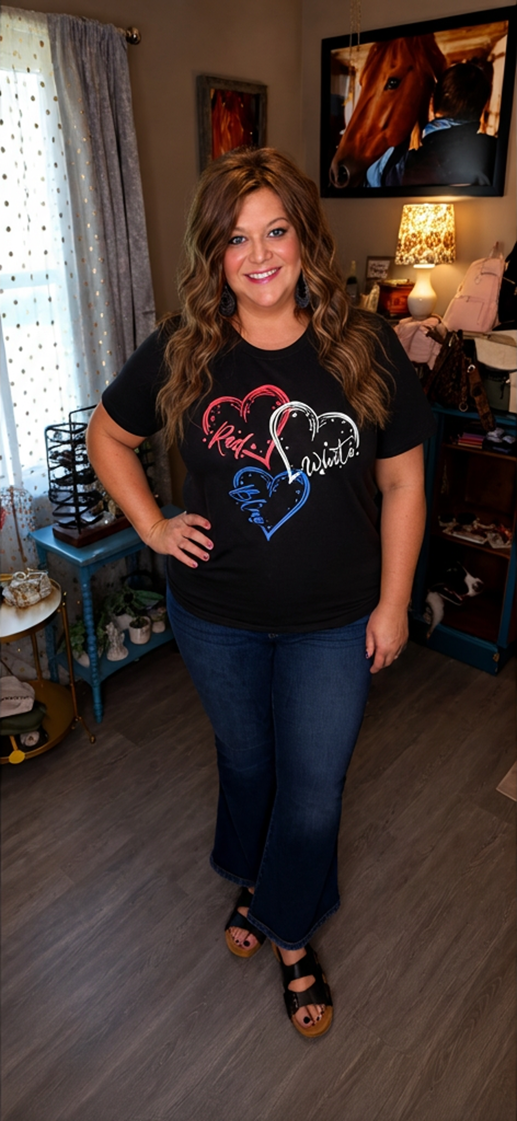 4th of July Red White and Blue Hearts Tee