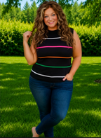 Malibu- Striped Sweater Tank