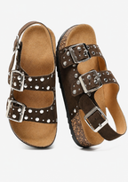 Walking on Sunshine- Faux Leather Studded Cork Sandals