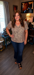 Savannah- Leopard V Neck with Petal Sleeves